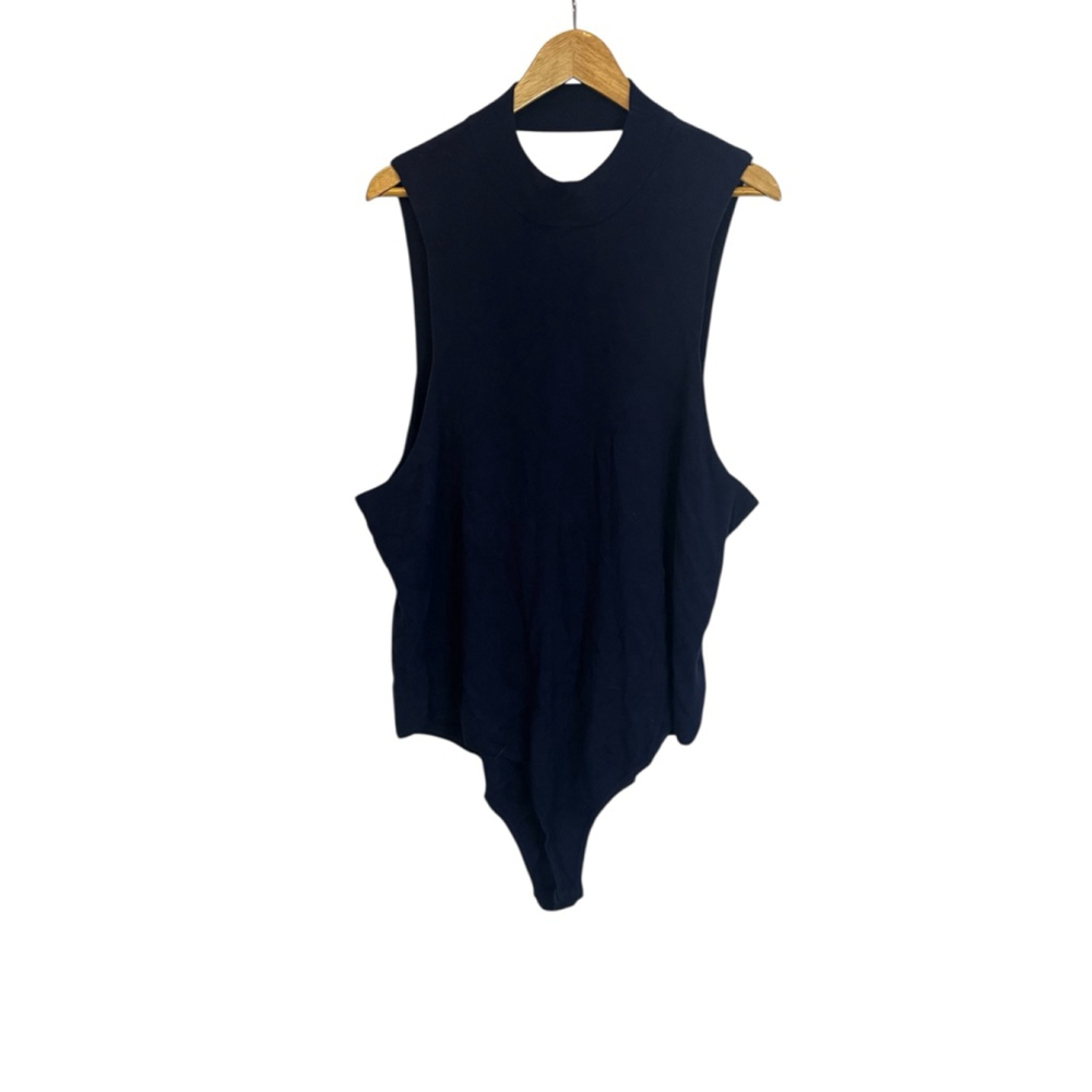 ASOS Design Curve Navy Open Back Mock Neck Bodysuit Plus Size 24 - Picture 2 of 10